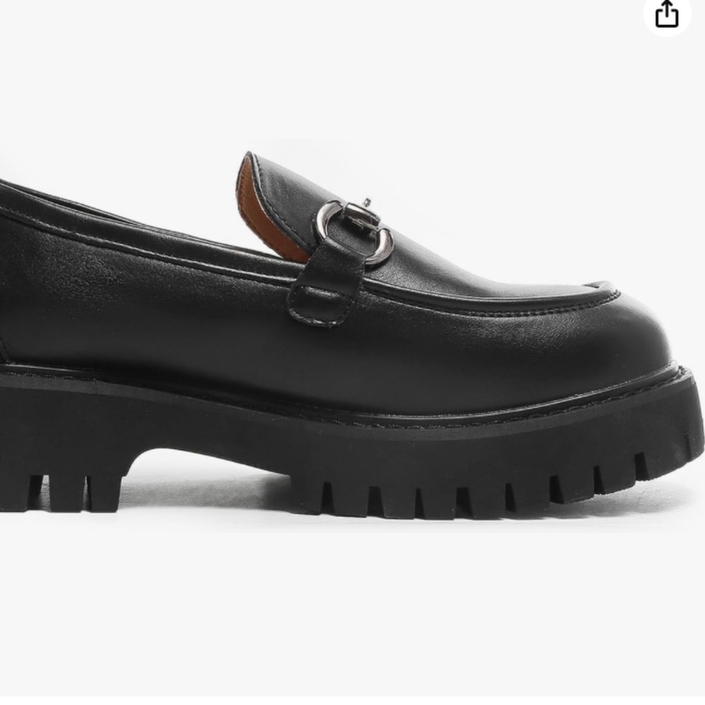 chunky platform black loafers